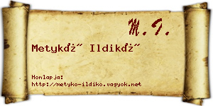 Metykó Ildikó névjegykártya